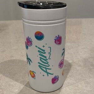 Alani Nu White Travel Mug with Colorful Tropical Print